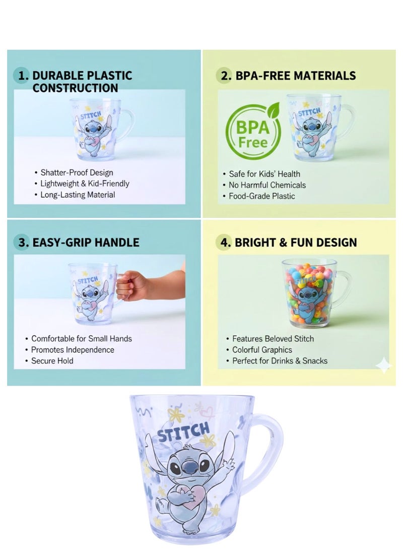 Disney Stitch Kids Plastic Cup 260ml | BPA-Free Cartoon Drinking Cup | Reusable Water, Juice & Milk Cup for Children - Image 5